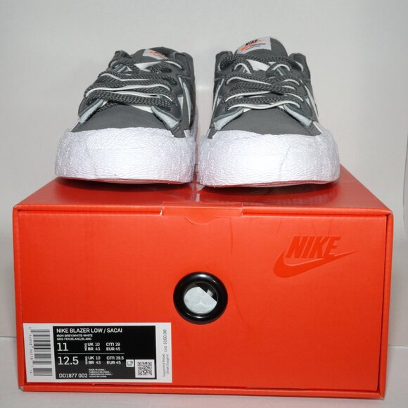 Nike x Sacai Blazer Low Iron Grey DD1877-002 Mens US 11 Brand New - Picture 2 of 11
